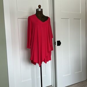 PURE essence lifestyle collection NWT V Neck Top sz  XXL TTG fuchsia 3/4 sleeve